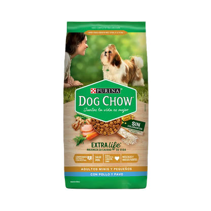 Purina Dog Chow Adulto Mini Pequeño Pollo y Pavo 8 kg - Sin Colorantes