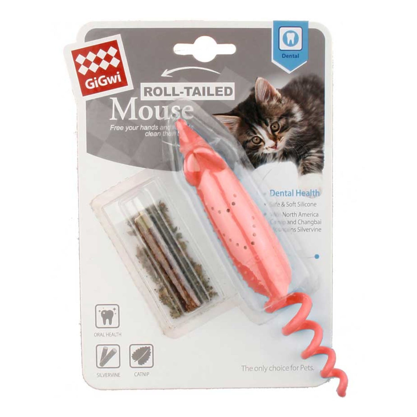 Gigwi Roll Tailed Ratón Rojo con Catnip - Juguete para Gatos