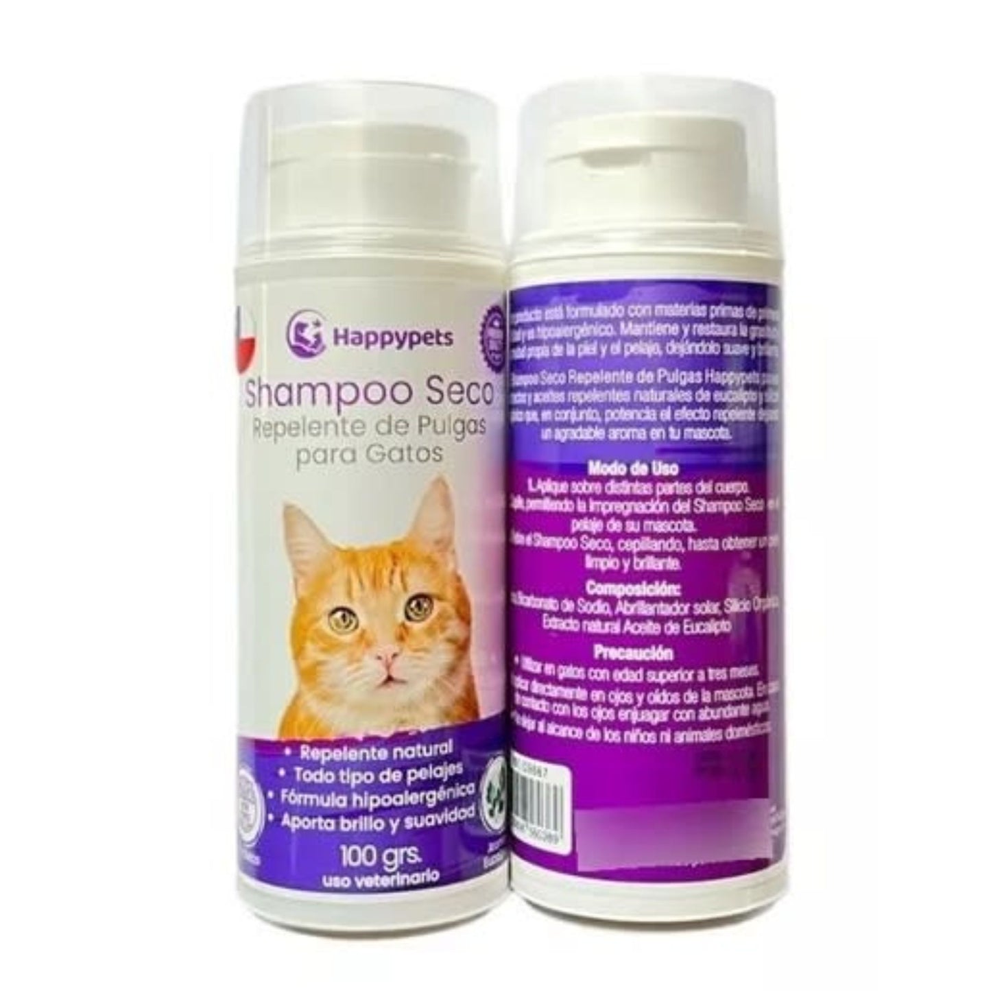 HappyPets Shampoo Seco Repelente de Pulgas - Gato