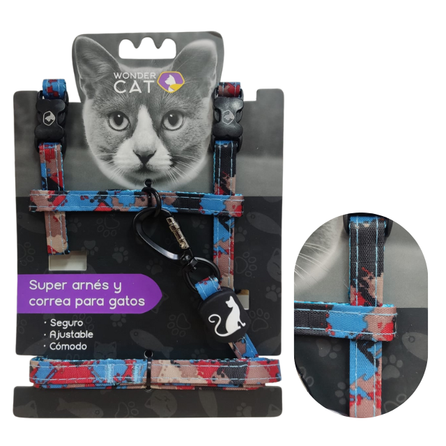 Wonder Cat Arnés Gato - Camuflaje Azul