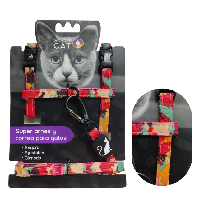 Wonder Cat Arnés Gato - Camuflaje Rojo