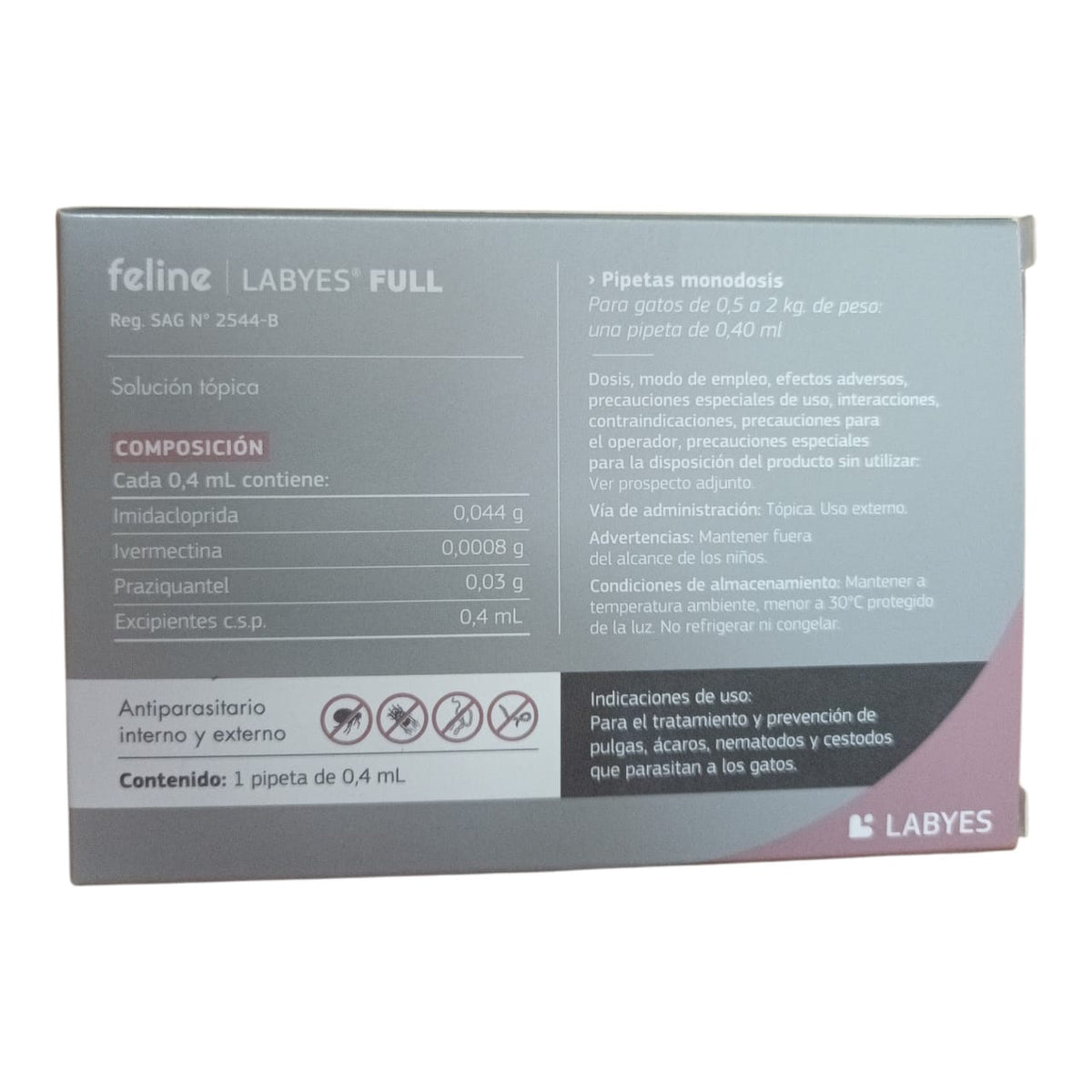🐱 Feline Labyes Full 0,4 mL – Antiparasitario interno y externo para gatos de 0,5 a 2 kg