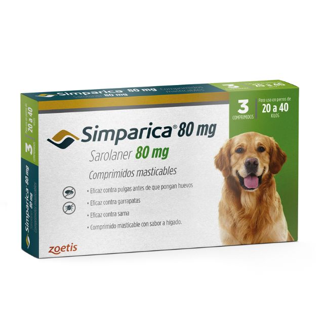 Antiparasitario Simparica 80mg x 3 comprimidos - 20 a 40kg