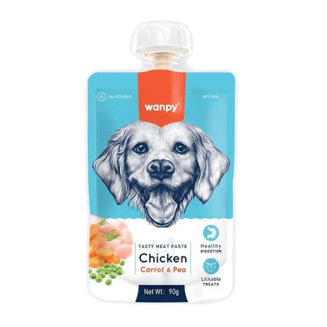 Wanpy Tasty Meat Dog Chicken-Carrot & Pea 90 gr
