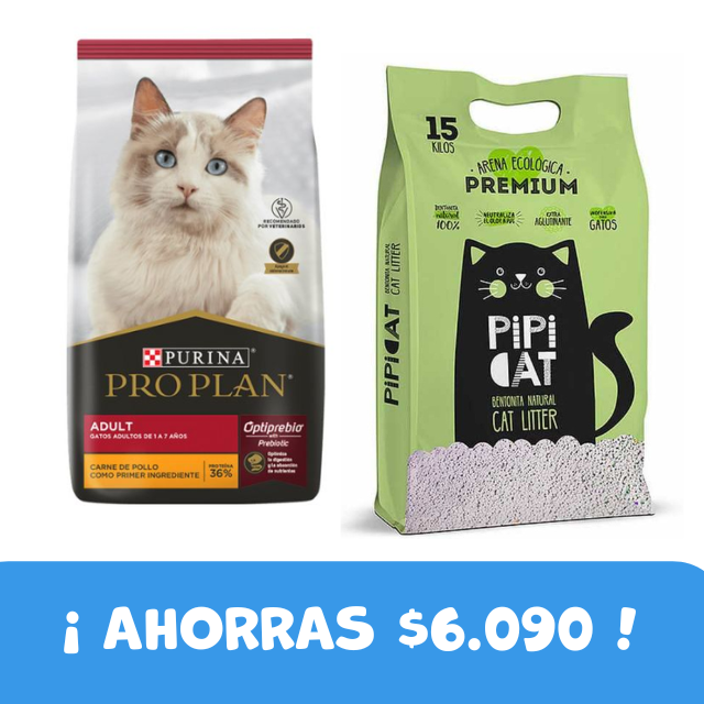 PACK Purina Pro Plan Gato Adulto 7,5 kg + Arena Pipicat Lavanda 15 kg