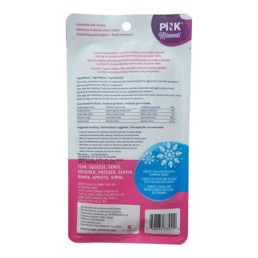 🐱 Pink Moments – Snack cremoso para gatos sabor atún | 4 tubitos