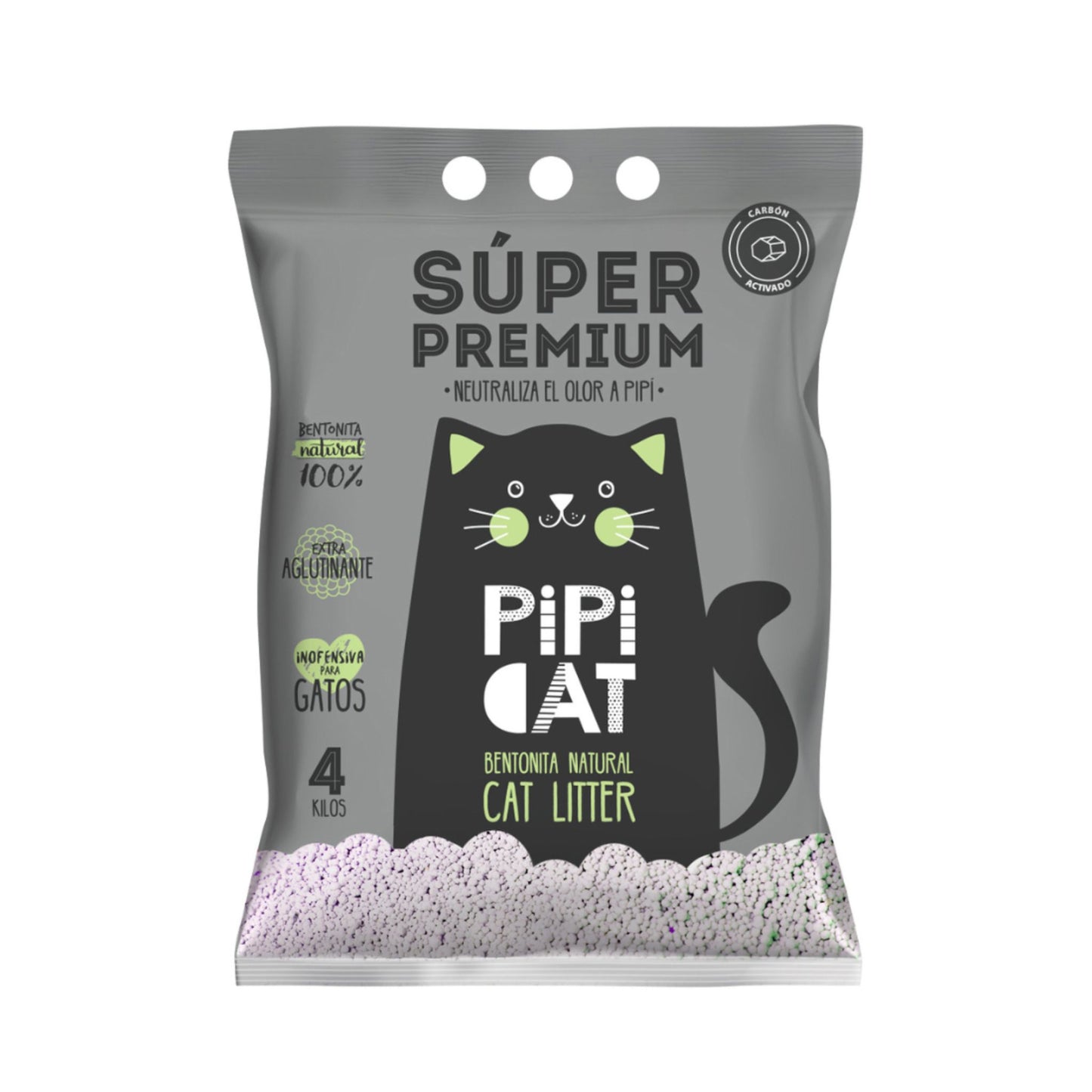 Arena Sanitaria PipiCat Lavanda Carbón Activo 4kg