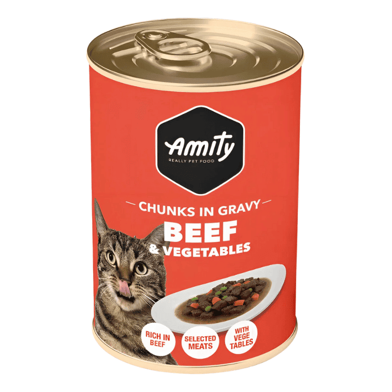 Alimento Húmedo para Gatos Amity Chunks Beef y Vegetales - 415 g