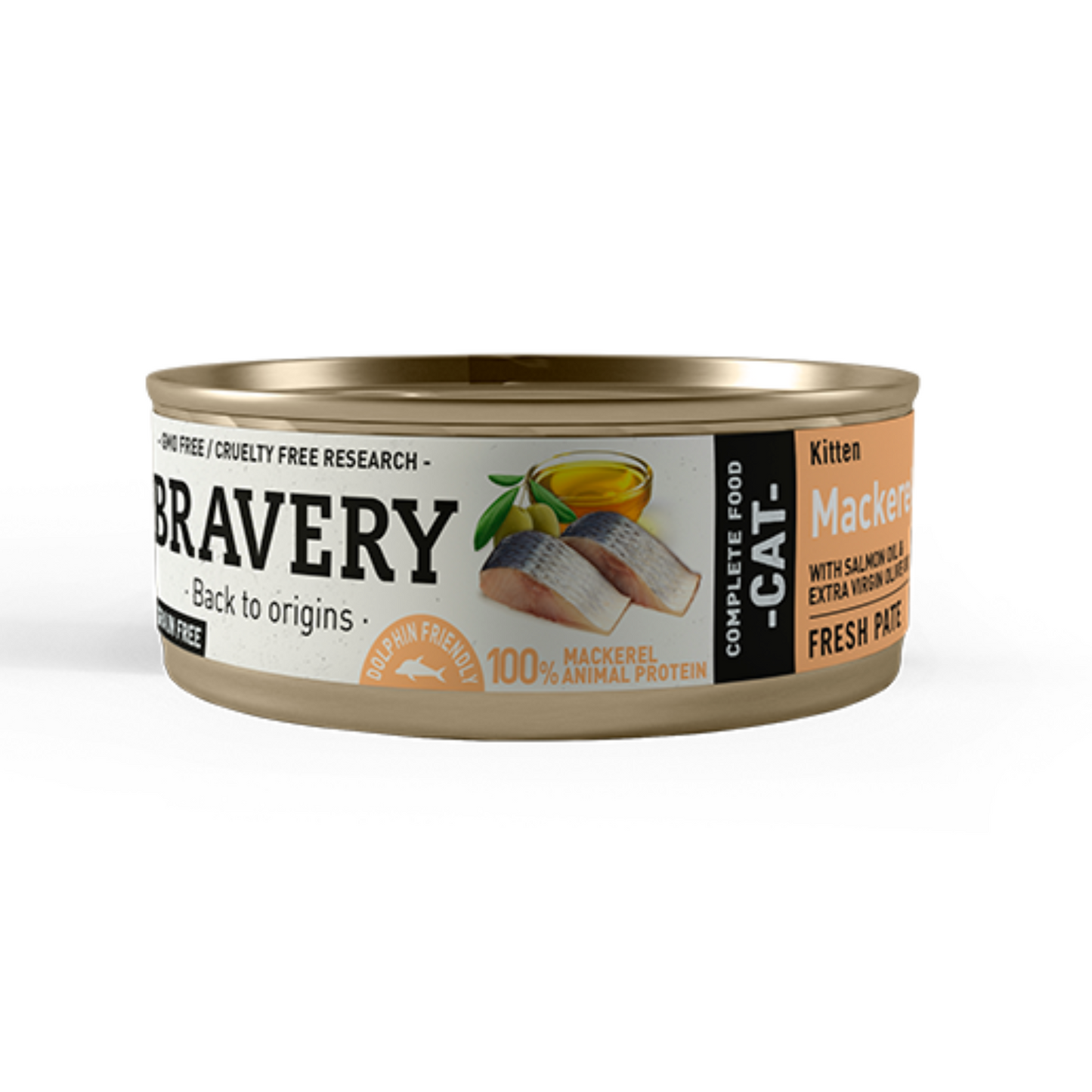 Alimento Húmedo en Lata Bravery Mackerel Kitten 70 gr