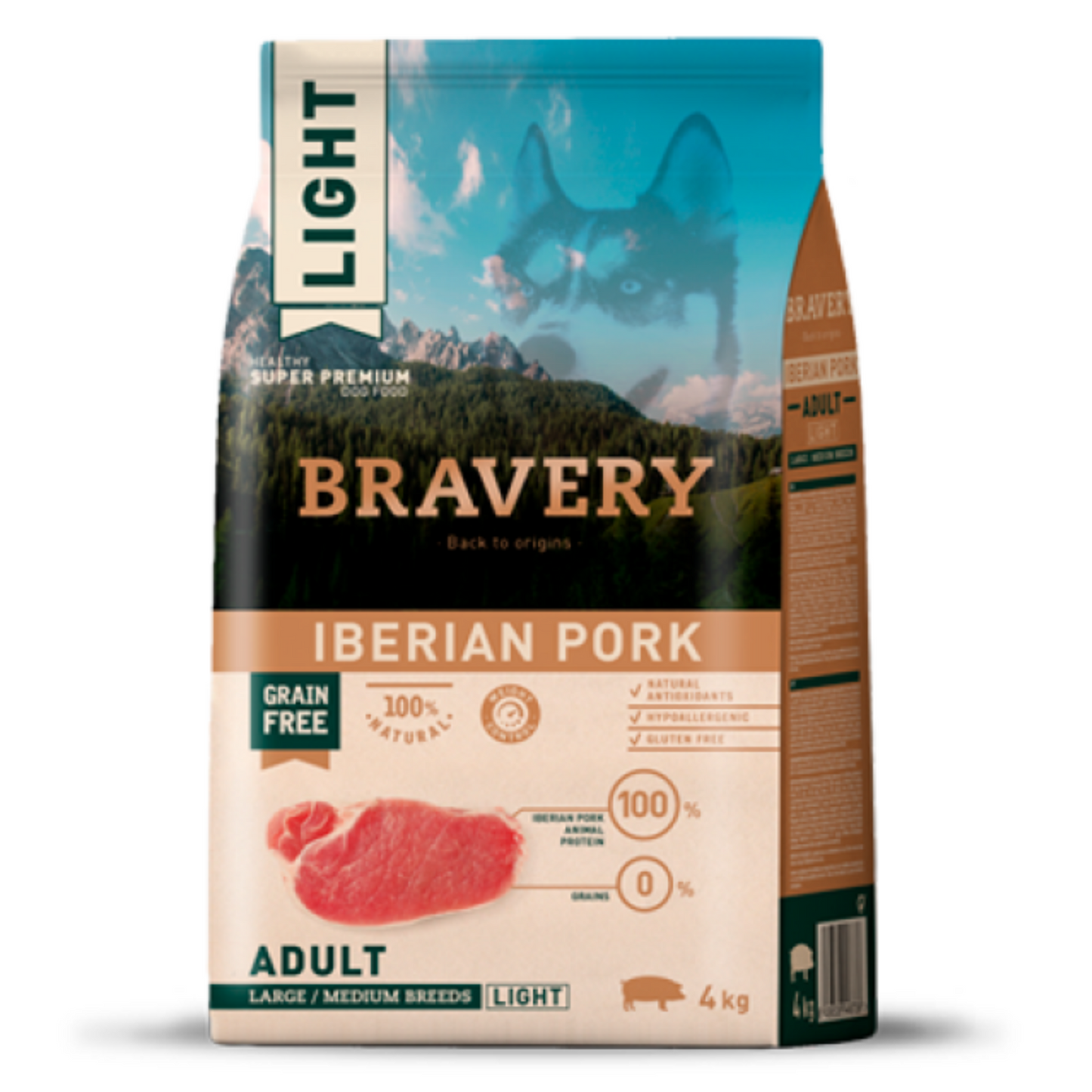 Alimento para Perros Bravery Light Iberian Pork Adulto Mediano Grande 4 kg