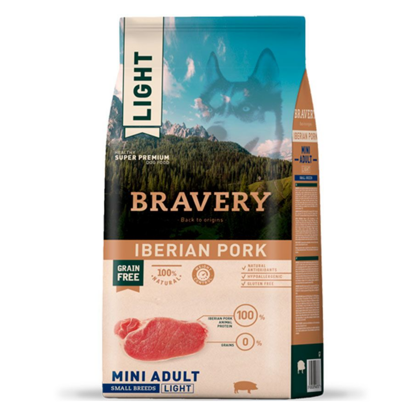 Alimento para Perros Bravery Light Iberian Pork Mini Adulto 2 kg