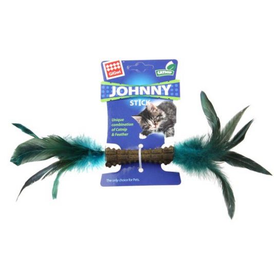 Gigwi Catnip Johnny Stick - Dos Lados de Pluma Natural