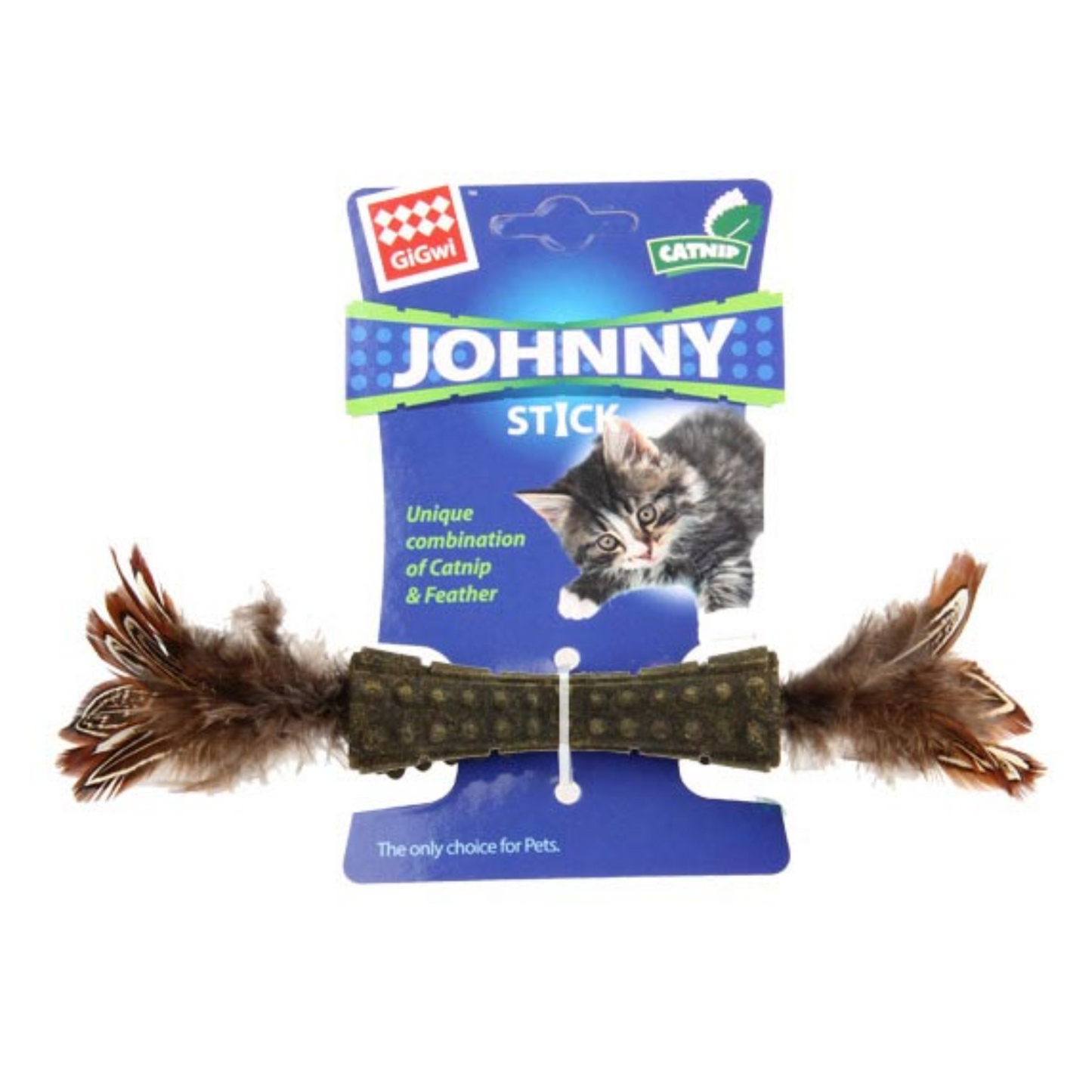 Gigwi Catnip Johnny Stick - Dos Lados De Pluma Natural Café