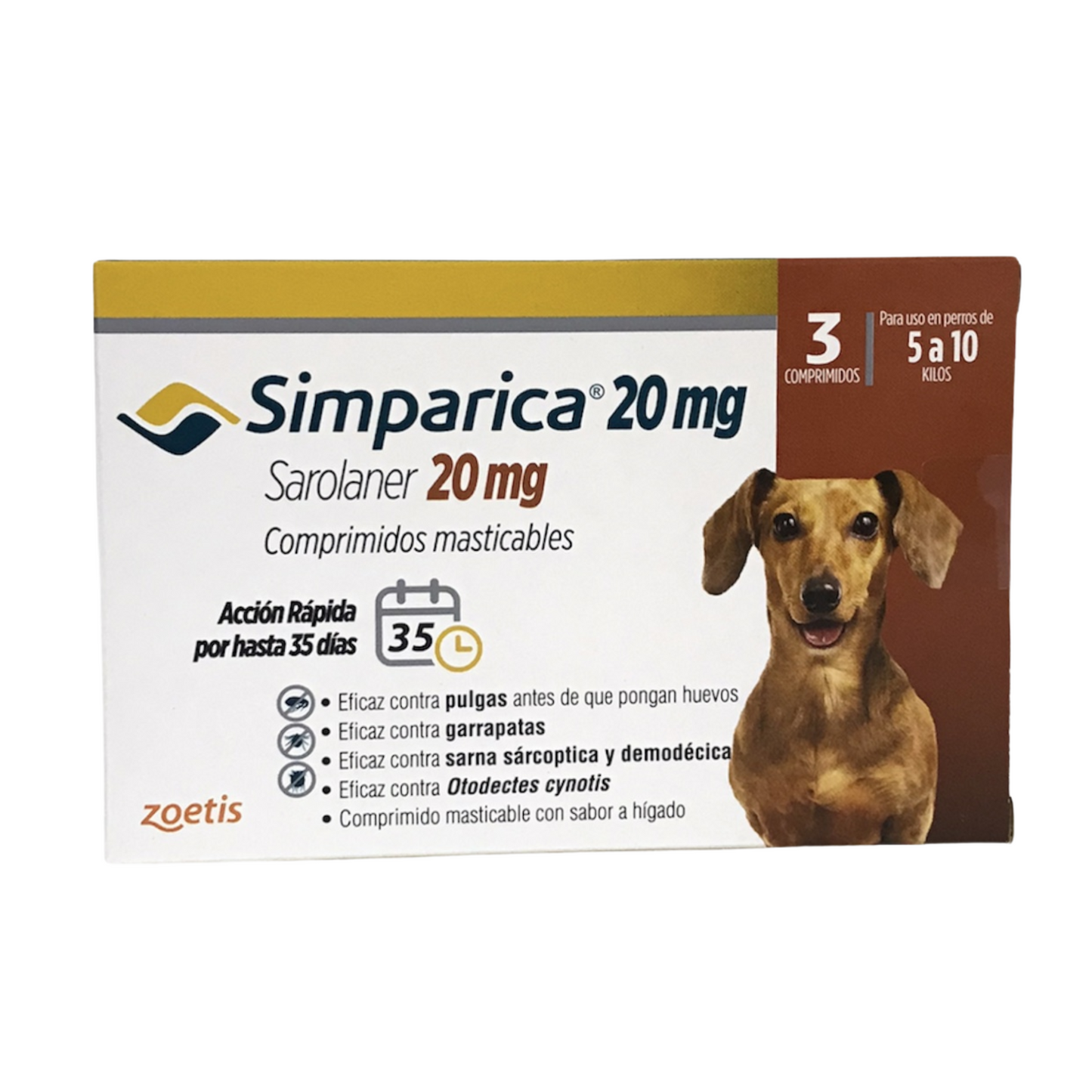 Antiparasitario Simparica 20mg x 3 comprimidos - 5 a 10kg
