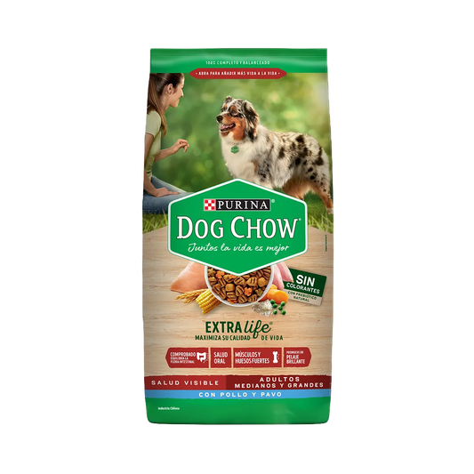 Purina Dog Chow Adulto Mediano Grande Pollo y Pavo 8 kg - Sin Colorantes