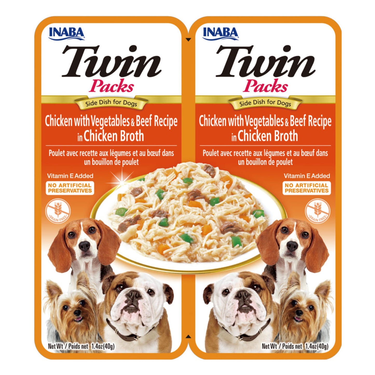 Inaba Twins Packs Pollo con Vegetales y Carne 80 gr