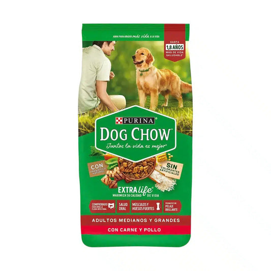 Purina Dog Chow Adulto Mediano Grande Carne y Pollo 8 kg - Sin Colorantes