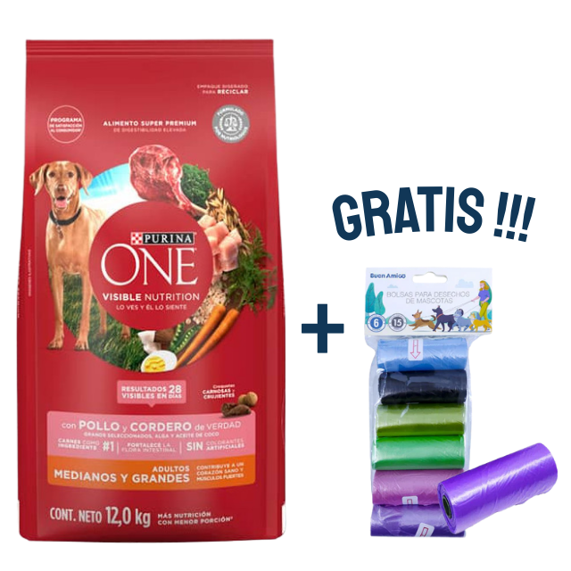 Alimento para Perros Purina ONE Cordero Adulto Raza Mediana y Grande 12 kg