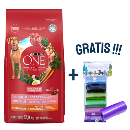Alimento para Perros Purina ONE Cordero Adulto Raza Mediana y Grande 12 kg
