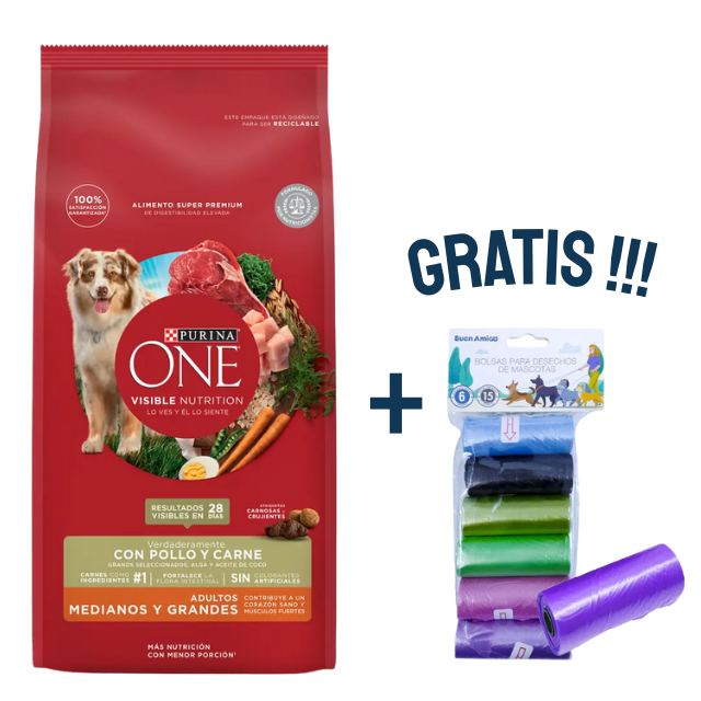 Alimento para Perros Purina ONE Pollo y Carne Adulto Raza Mediana y Grande 12 kg