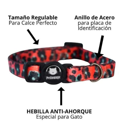 PetLounge Collar Gato - Coral Leopard