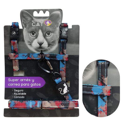 Wonder Cat Arnés Gato - Camuflaje Azul