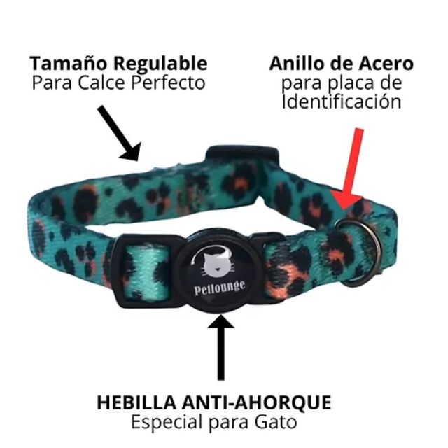 PetLounge Collar Gato - Mint Leopard