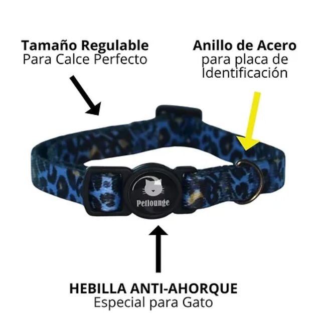 PetLounge Collar Gato - Blue Leopard