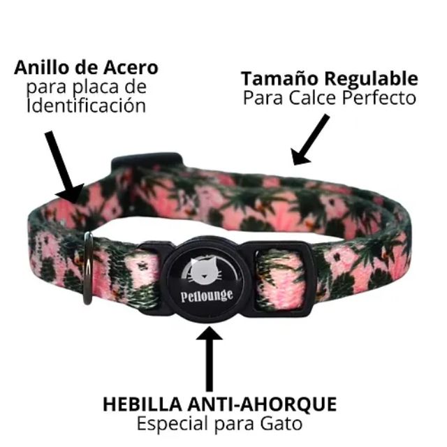 PetLounge Collar Gato - Pink Toucans