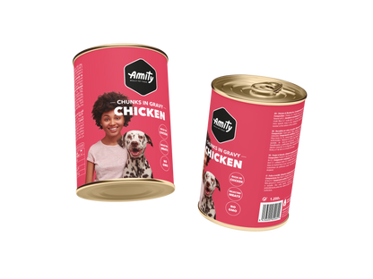 Alimento Húmedo para Perros Amity Chunks Chicken, Turkey y Veg 415gr