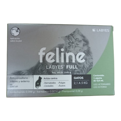 🐱 Feline Labyes Full 0,8 mL – Antiparasitario interno y externo para gatos de 2,1 a 5 kg