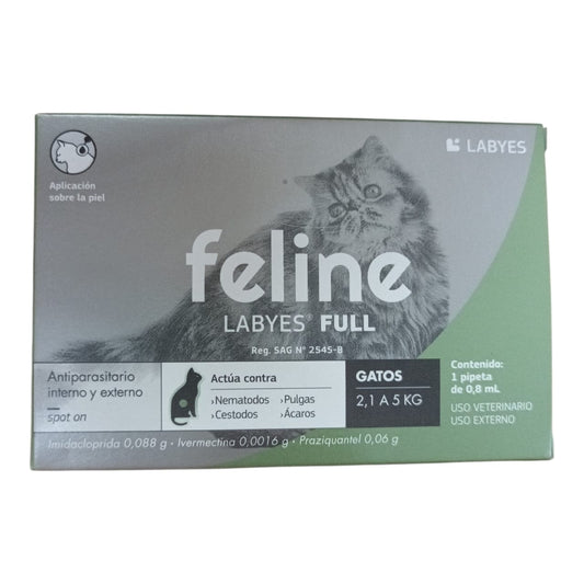 🐱 Feline Labyes Full 0,8 mL – Antiparasitario interno y externo para gatos de 2,1 a 5 kg