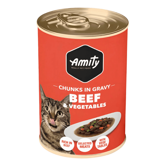 Alimento Húmedo para Gatos Amity Chunks Beef y Vegetales -  415 g