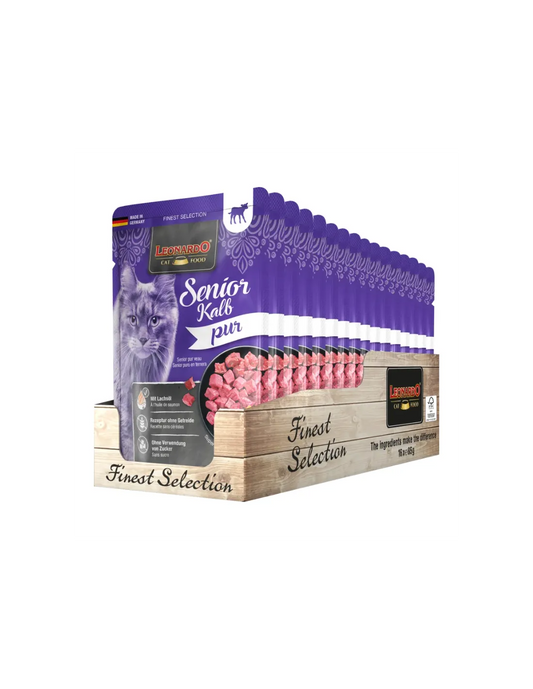 Pack 16 x Leonardo Senior en Sobre Ternera 85 g - 10% de Descuento