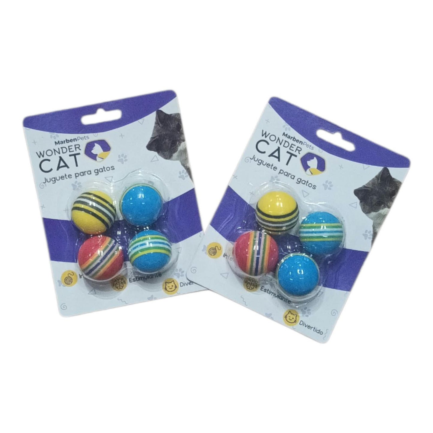 Pack de 4 Pelotas de Goma EVA con Franjas de Colores