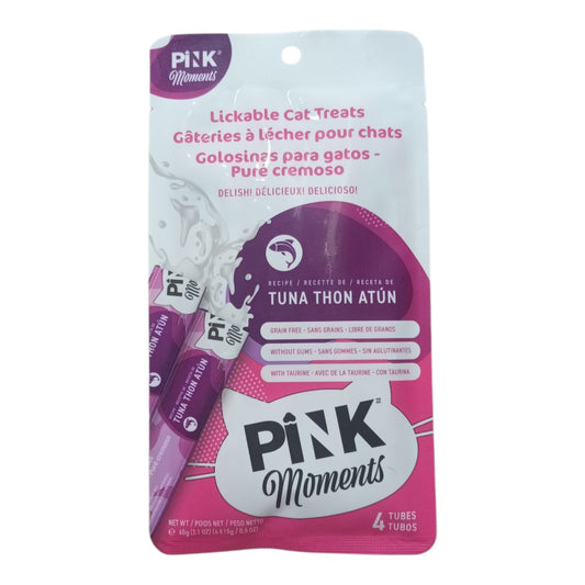 🐱 Pink Moments – Snack cremoso para gatos sabor atún | 4 tubitos