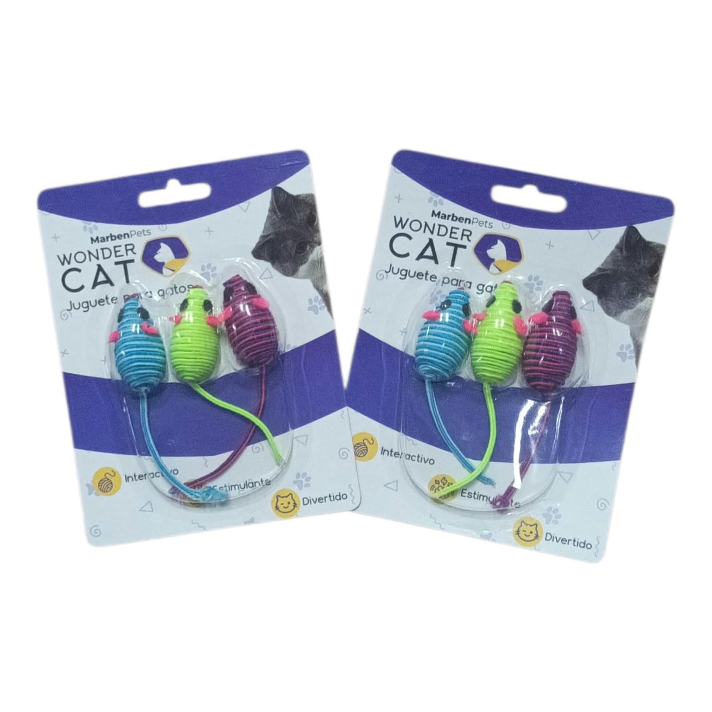 Pack de 3 Ratones de Cueda Wonder Cat de Marben Pets