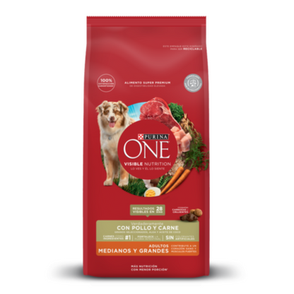 Purina ONE Adulto Raza Mediana Grande Pollo Carne 12 kg
