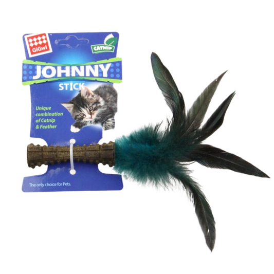Gigwi Catnip Johnny Stick - Un lado De Pluma Natural