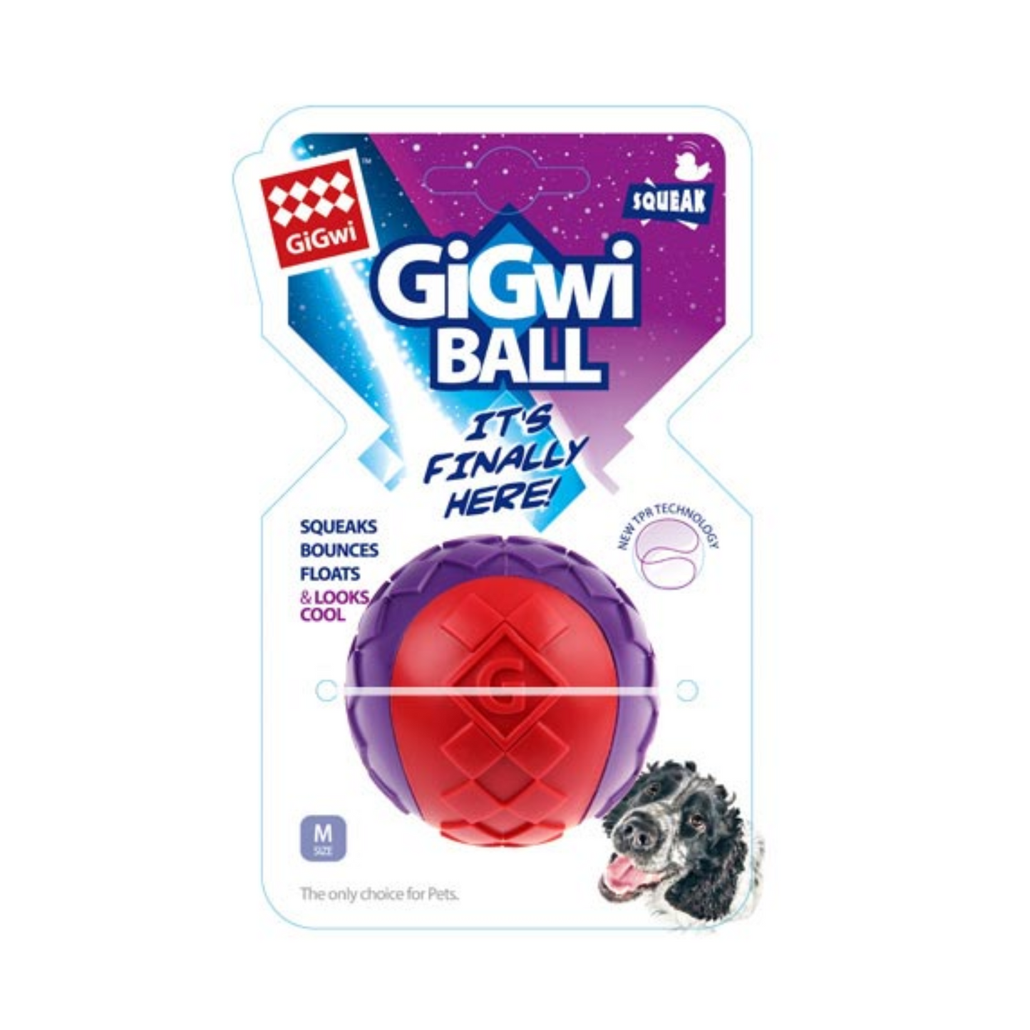 GiGwi Ball Squeaker M Rojo/Morado