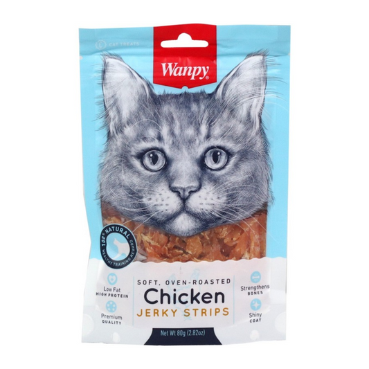 Wanpy Soft Chicken Jerky Strips for Cats 80 Grs